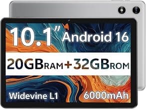 SVITOO Android Tablet 10 Inch, Android 16 Tablet, 20GB RAM 32GB Storage 1TB Expandable, Dual Cameras 8MP 2MP, 6000mAh Dual Speakers WiFi 6, Gray