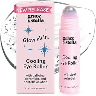 grace & stella Under Eye Brightener with Cooling Metal Rollerball | Centella Asiatica & Caffeine Eye Serum for Puffy Eyes - Travel Essentials - Eye Cream - Travel Essentials (15ml / 0.51floz)