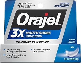 Orajel 3X Mouth Sores Medicated Pain Relief Gel, Extra Strength, 0.42 Oz | Immediate Pain Relief, Long-Lasting, Protects Mouth Sores from Irritation, #1 Oral Pain Relief Brand