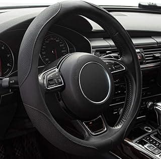 Car Steering Wheel Cover,14.5-15 Inch Black Universal Microfiber Leather Covers Breathable Anti-Slip Odorless Steering Wheels Accessories for Men Women