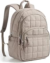 BAGSMART Travel Backpack for Women, 15.6" College Laptop Backpack, Camel | Fits 15.6" Laptop, Personal Carry-on Size with Trolley Sleeve, Quilted Style for College Nurse Teacher, Water-Resistant