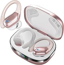 HAOYUYAN Sports Bluetooth Headphones, 80Hrs Playtime Wireless Earbuds with LED Power Display, IPX7 Waterproof Earphones for Workout/Running, Noise Canceling Headset Ear Buds