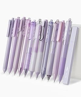 Mr. Pen- Purple Gel Pens Set, 12 Pack | Black Ink Cute Writing Pens with 1 Aesthetic Highlighter, 0.5 mm, Smooth Gel Pens for Journaling, Aesthetic Girly Stationery