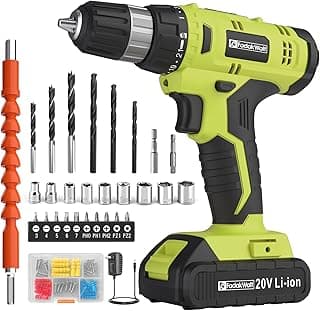 FADAKWALT Cordless Drill Set, 20V Electric Power Drill with Battery And Charger, Torque 30N, 21+1 Torque Setting, 3/8-Inch Keyless Chuck, LED Work Light, Complete Drill & Driver Bits Kit（green)