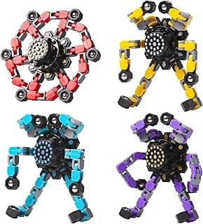 Transformable Fidget Spinners Toys 4 Pcs for Kids and Adults Stress Relief Sensory Toys for Boys and Girls Age 8-13 Fingertip Gyros Party Favors Birthday Gifts for Teens Road Trip Travel Toy