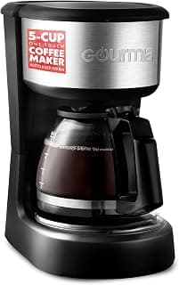 Gourmia 5 Cup One-Touch Drip Brew Coffee Maker – Pause and Serve, Automatic Keep Warm, Easy View Water Window, Compact, Stainless Steel Accents, Black