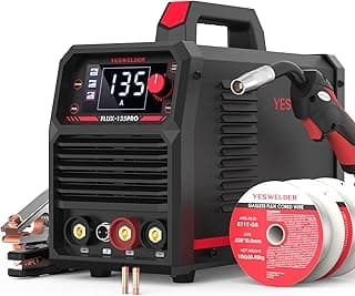 YESWELDER 135A MIG Welder, 110V Flux Core Gasless MIG/Lift TIG/Stick 3-in-1 | clear digital display, efficient setup, synergic control, beginner friendly, auto repair, DIY jobs, metalworking