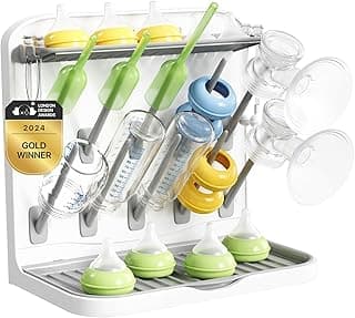 Lifewit 10-Hooks Baby Bottle Drying Rack for Countertop, BPA Free | Vertical Bottle Storage Organizer, Stand-Up Dryer Holder for Pacifiers, Pump Parts, Baby Stuff, Newborn Essentials Must Haves