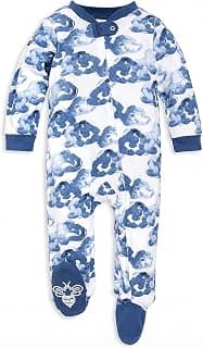 Burt's Bees Baby Boys' Organic Cotton, Sleep and Play Footed Pajamas | Easy zip front PJs feature a 2-way zipper to ensure newborns have a restful nights sleep