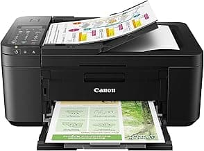 Canon PIXMA TR4720 All-in-One Wireless Printer, Home Use with Auto Document Feeder, Mobile Printing and Built-in Fax, Black | Includes starter ink, phone cable and power cord for printing, scanning and faxing