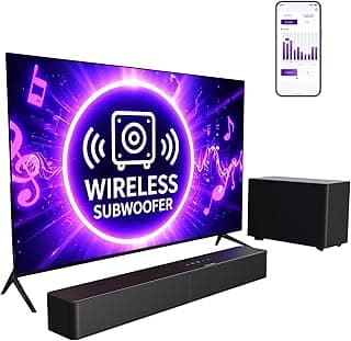 ULTIMEA Sound Bar with Wireless Subwoofer, App Control, for Home Theater | 240W Peak Power, VoiceMX & BassMX, 2.1ch Soundbar for Smart TV, Adjustable Bass, HDMI, Optical, Bluetooth 6.0, Poseidon M30