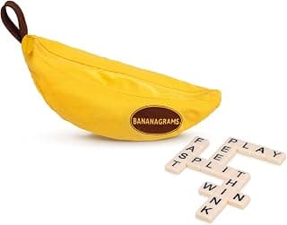 Bananagrams Classic Word Game, 144 Tiles in Banana Pouch, Travel Game | Fast-paced spelling & anagram game for 1-8 players; portable pouch, educational wordplay for kids and adults ages 7+