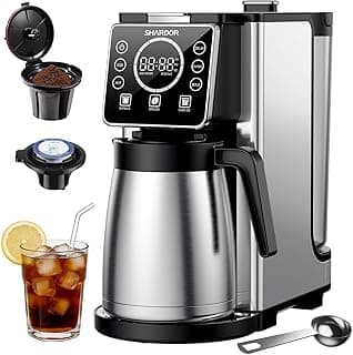SHARDOR Single Serve & Carafe Coffee Maker, Dual Brew for K Cup Pods & Ground Coffee, Hot & Iced Drip Coffee Machine, 6-32oz Sizes, 95oz Removable Water Reservoir, 24H Programmable, Thermal Carafe,