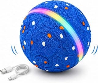 Interactive Dog Ball Toy[Newly Upgraded], Durable E-TPU Material, 3 Play Modes with Colorful Lights, E-TPU USB-C Rechargeable, IPX7 Waterproof Rating for Puppy, Medium and Large Dogs