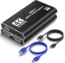 4K HDMI Capture Card, USB 3.0 Video Capture Card for Streaming | Wide Device Compatibility, OBS Compatible, 1080P 60FPS Recording Support