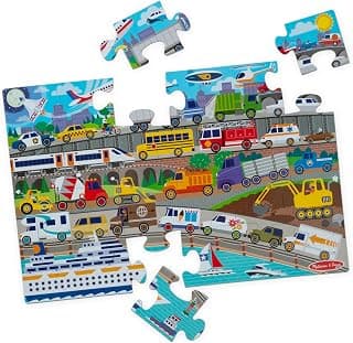 Melissa & Doug Traffic Jam Jumbo Floor Puzzle 24-Piece City Vehicle Toy | 24 Large Wipe-Clean Pieces, 3x2 Ft, City Scene and Vehicles Floor Puzzle, Illustrated Guide, Preschool Toys for Kids, Ages 3+