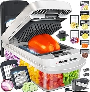 Mueller The Real Original Pro Vegetable Chopper & Mandoline Slicer, 10-in-1 | since 2013, 8 Blade Food Veggie Chopper, Onion Vegetable Cutter with Container, Kitchen Gadgets & Essentials