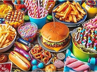 500 Piece Puzzle for Adults, Hamburger Jigsaw Puzzles, Youths Favorite Foods Puzzles 500 Pieces, Birthday and Barious Holiday Party for Family Adult, Funny Puzzle for Adults, 20.5x15 in