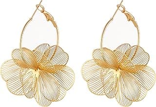 Dangle Flower Earrings for Women Statement Trendy Hoop Earring Floral Drop Earring Jewelry