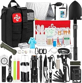 Survival Kit, 250Pcs Survival Gear First Aid Kit with Molle System Compatible Bag and Emergency Tent, Emergency Kit for Earthquake, Outdoor Adventure, Hiking, Hunting, Gifts for Men Women