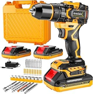 20V Cordless Drill Set, Brushless Power Drill Driver with 2*2.0Ah Battery and Charger, 3/8" Keyless Chuck, 2 Variable Speed with LED, Professional Drill Bits Kit for Home DIY and Woodworking