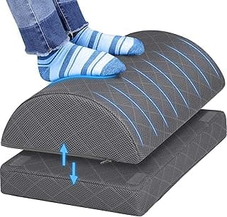 CushZone Foot Rest for Under Desk at Work, Grey | 2-Height Adjustable Foot Stool for Office and Home, Office Desk Accessories, Ergonomic Foot Support