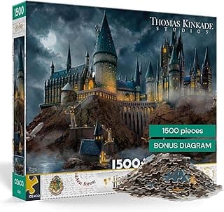Ceaco - Thomas Kinkade Harry Potter - Hagwart's Castle - 1500 Piece Puzzle | Art by Thomas Kinkade, Made in USA, Recycled Board, Finished Size 38 x 26 in, Includes Poster, Frameable Art, Giftable