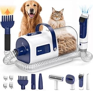 Buenkee Dog Grooming Vacuum & Blow Dryer Kit, Pet Clipper, 15000Pa Suction | 3-in-1 Pet Care, Removes Loose Fur, Styles Coats & Dries After Baths, Adjustable Heat & Airflow, 1.7L Dust Cup for Easy Clean