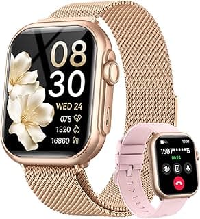Smart Watch for Women for iPhone Android:1.85" Smartwatch Fitness Tracker | Make/Answer Call Sleep Heart Rate SpO2 Blood Pressure Monitor IP68 Waterproof 120+Sport Mode 1000mAh Battery 2Bands