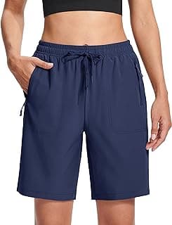 MAGCOMSEN Women's Hiking Shorts Lightweight Quick Dry 8" Golf Shorts Water Resistant with 3 Zipper Pockets