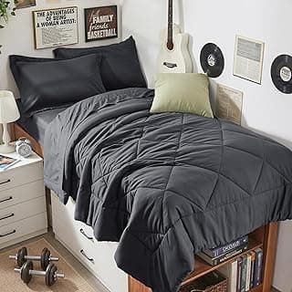 5-Piece Twin XL Comforter Set, Dark Gray | Reversible, All-Season, Soft, 5 Piece Set, All-Season Reversible Bed in a Bag, Flat Sheet, Fitted Sheet, Pillowcases