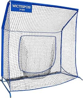 Baseball Softball Net with Blocking System, Batting Cage Practice Net | All-Around Ball Containment, Heavy-Duty Pre-Assembled Metal Frame, 7-Ply Tear Resistant Net, for Backyard Hitting & Pitching