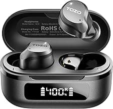 TOZO NC9 Hybrid Active Noise Cancelling Wireless Earbuds, 60H, LED Display | 6 Mic ENC Clear Calls, Deep Bass Sound, IPX8 Waterproof, in Ear Bluetooth 5.3 Headphones,32 EQs via APP, Comfort Fit Ear Buds