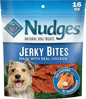 Blue Buffalo Nudges Jerky Bites Chicken Dog Treats, 16 oz | USA-Raised Chicken, Bite-Sized Pieces, Oven-Dried, No Chicken By-Product, Corn, Wheat, or Soy