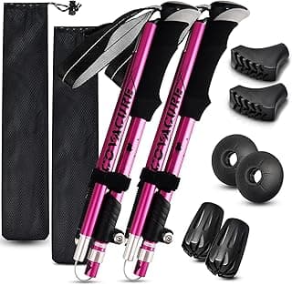 covacure Hiking Poles, 7075 Aluminum Tri-fold, Adjustable Height, 2PCS | Collapsible, Lightweight, Joint Protection, Balance Support for Seniors, Sweat-absorbent Foam Grip, for Backpacking/Outdoor