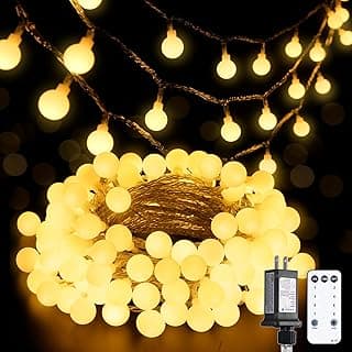 JMEXSUSS 100 LED Globe String Lights Indoor Bedroom, 33ft Classroom Lights | Connectable Warm White Christmas Lights Plug in with Remote, 8 Modes Hanging Fairy Lights Outdoor for Room Party Spring Home