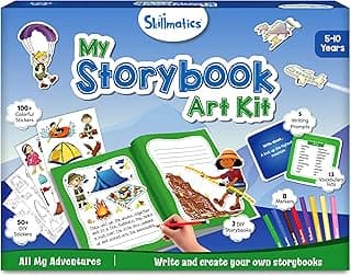 Skillmatics Storybook Art Kit – Adventures, Writing Activity, Gift for Kids | Create Adventure Stories, 300+ Stickers, Scrapbooking & Journal, Storytelling Activity, Screen-Free Craft, Ages 5, 6, 7, 8, 9