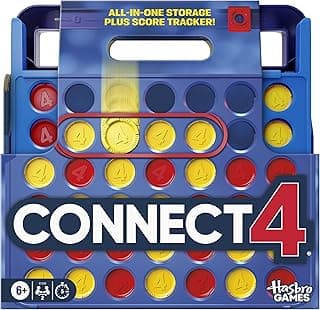 Official Hasbro Games Connect 4 Game (2025 Edition) | All-in-1 Storage, Carrying Case, Score Tracker | Ages 6+ | 2 Players | Family Games for Kids