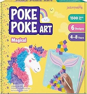 jackinthebox Poke Art Magical Flower Pressing Craft Kit for Girls, Ages 4-8 | 1500 fabric pieces, 6 thick boards, arts and crafts activities, birthday gift ideas, 4 5 6 7 8 years old kits, unicorn gifts