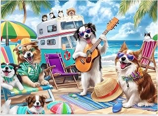 500 Piece Jigsaw Puzzle for Adults, Beach Dog Cat Puzzles 500 Piece for Adults Seniors- Challenging Puzzle Perfect for Game Nights - Fit Together Perfectly Finished Puzzles Size 20.5 x 15 Inch