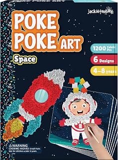 jackinthebox Poke Art Space Crafts Kits for Boys Kid, Activity Toy Ages 4-8 | 1200 fabric pieces, fun travel activities & kits, birthday gift for kids & toddler, age 4 5 6 7 8 year old, flower pressing