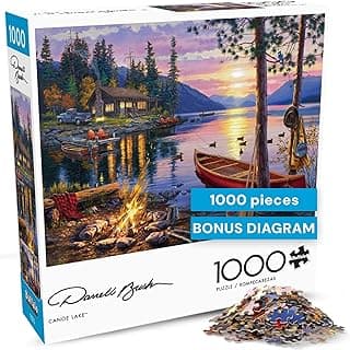 Buffalo Games - Darrell Bush Canoe Lake - 1000 Piece Puzzle for Adults | Made in USA, Perfect Snap Fit, Giftable, Frameable Art, Includes Poster, Recycled Board
