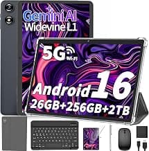 2026 Android 16 Tablet with Keyboard - 10 inch Electronics Tablet (Silver)