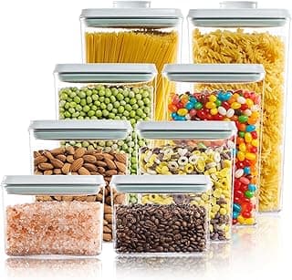 Airtight Food Storage Containers, 8-Piece Pantry Organizer Set | BPA-Free Pop Container Set for Flour, Sugar, Cereal, Oats, Pasta, Snacks, Baking Ingredients and Small Kitchen Organization