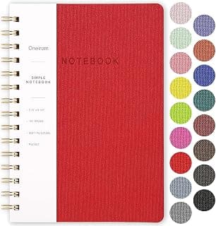 Spiral Notebook-5.75" x 8.125" College Ruled Journal with Inner Pockets and 160 Pages,PU Leather Cover Business Journal, Twin-Wire Binding Notebook Perfect for Office & Home School Supplies Dark Red