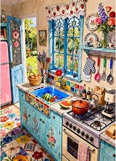 Cozy Kitchen Jigsaw Puzzles for Adults 500 Piece, Impossible Hard Difficult Challenging, Family Decoration Birthday Party Gift, 1:1 Poster Educational Toys & Games