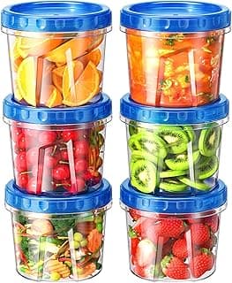 BiuLeon 6 Pack-24 oz Freezer Storage Containers, Plastic Food Storage Containers with Twist Top Lids, BPA Free and Reusable Soup Containers with Lids, Leakproof/Microwave/Dishwasher Safe