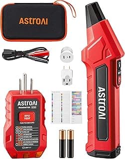 AstroAI Circuit Breaker Finder with GFCI Outlet Tester, Electrical Tester Tool for DIYers, Homeowners & Electricians, Quickly Locates Breakers with Indicators, Includes Carrying Case and 4 Adapters