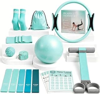 At Home Pilates Kit for Women, Home Workout Pilates Equipment Set with Pilates Ring, Ball, Pedal Resistance Band, Resistance Bands, Yoga Strap, Bag, Pilates Essentials Kit for Starter, Beginners