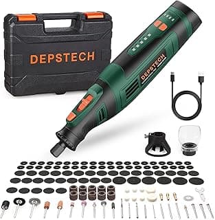 DEPSTECH Cordless Rotary Tool Kit, 8V 2.0Ah Rechargeable Battery, 30000RPM | 127Pcs Accessories, 5 Variable Speed Power Carving Tools, Shield Attachment, for Sanding Polishing Drilling Cutting DIY Craft